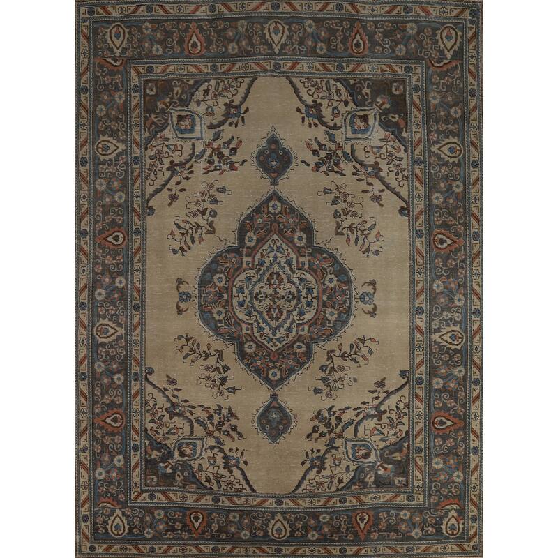 Tabriz Persian Vintage Area Rug Handmade Wool Carpet - 8'5" x 11'0"