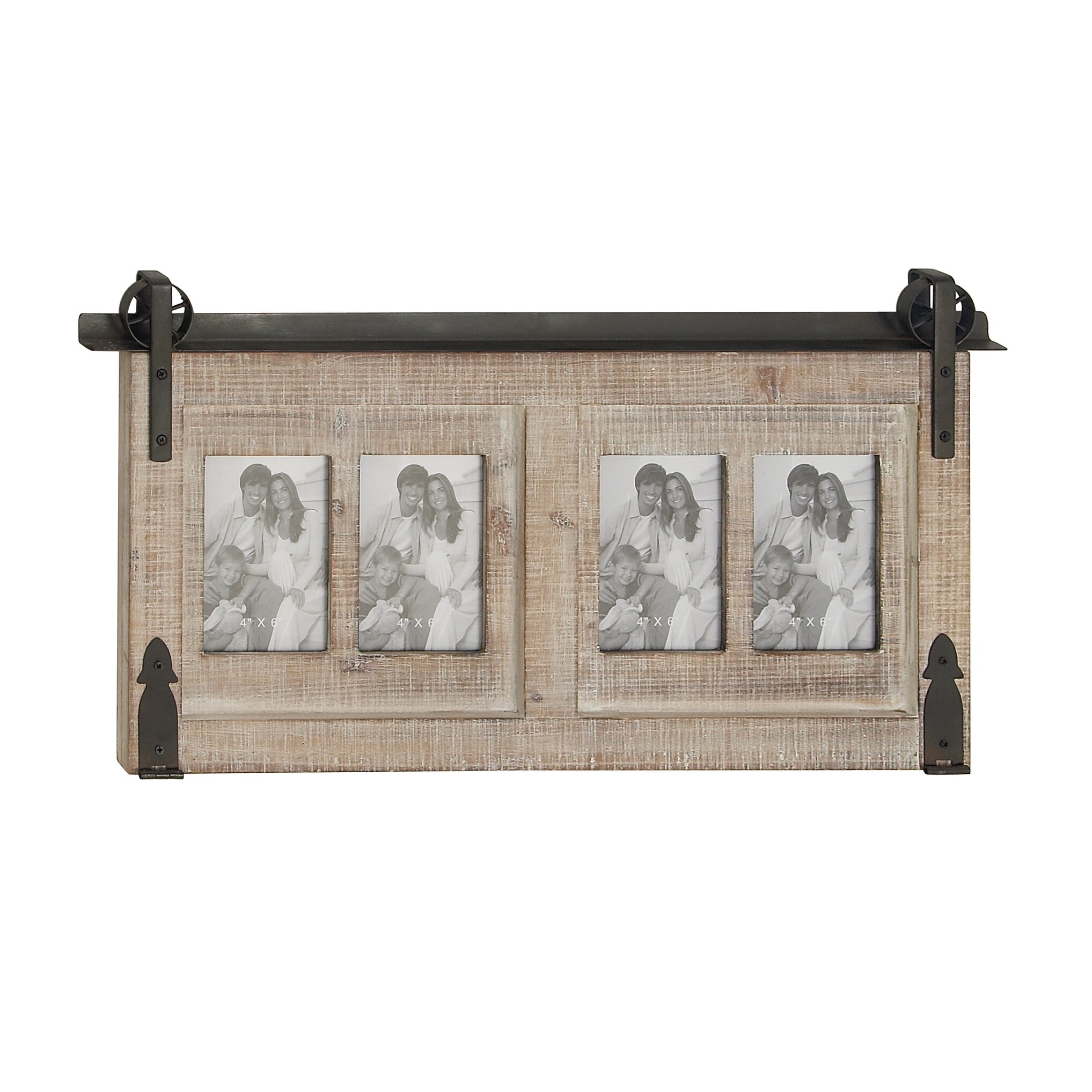 Foreside Home & Garden Distressed 4x6 Three Photo Frame Gray Wood, MDF & Glass