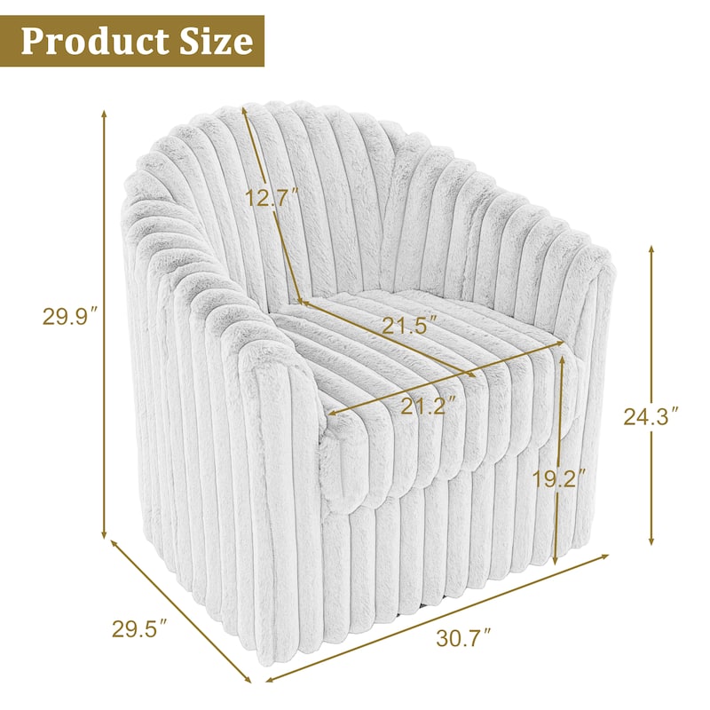 30.7"W Faux Fur Upholstered Accent Chair Swivel Barrel Chair