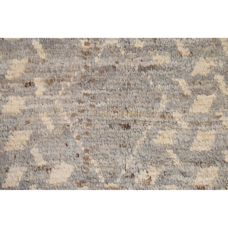 Hand Knotted Oriental 100% Wool Carpet Modern All-Over Greys & Charcoal Moroccan Area Rug - 7' 8'' X 5' 1''