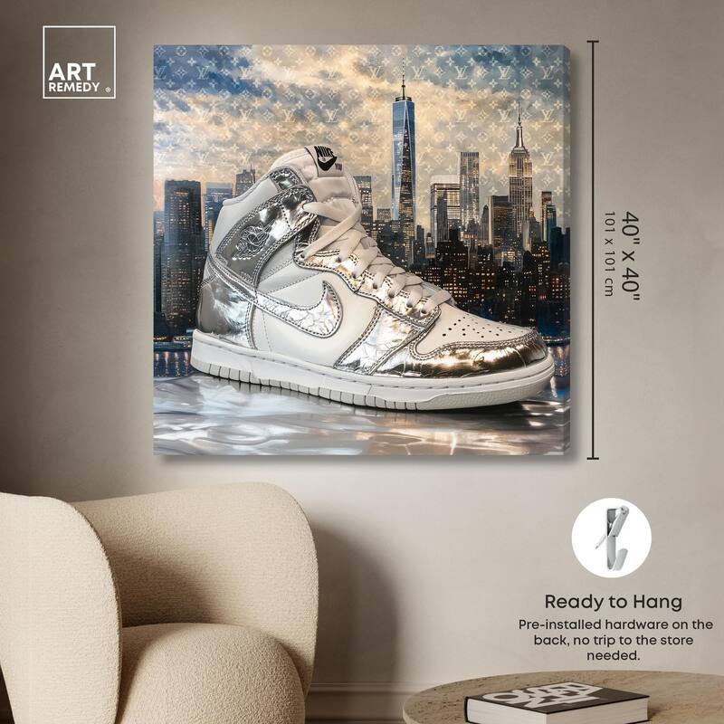 NYC Metallic Sneaker Canvas by Art Remedy, Gallery Wrapped