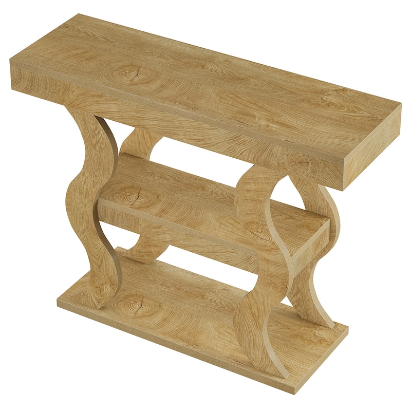 41" Console Table for Entryway, 3-Tier Wood Sofa Table with Storage Shelves for Living Room, Hallway, Foyer, Entrance