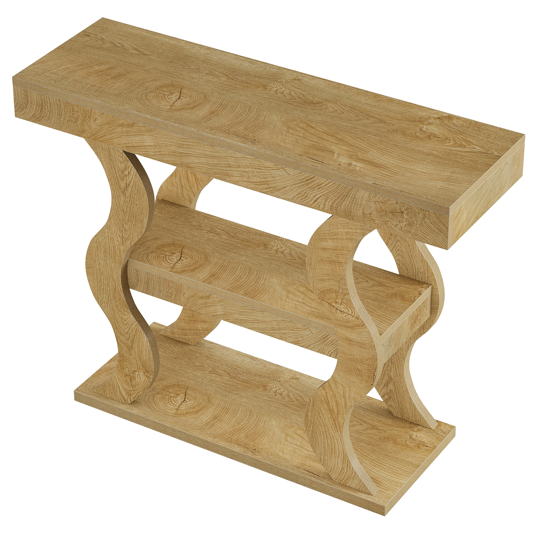 Console Table for Entryway, 3-Tier Wood Sofa Table with Storage Shelves for Living Room, Hallway, Foyer, Entrance