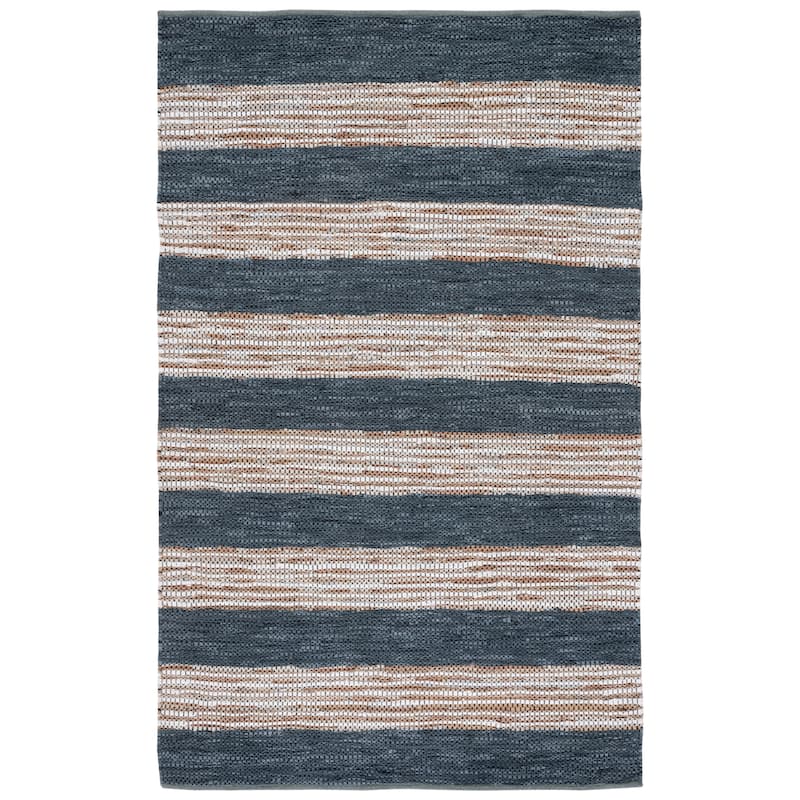 SAFAVIEH Handmade Vintage Leather Meghan Modern & Contemporary Leather - 4' x 6' - Dark Grey/Natural - Rectangle