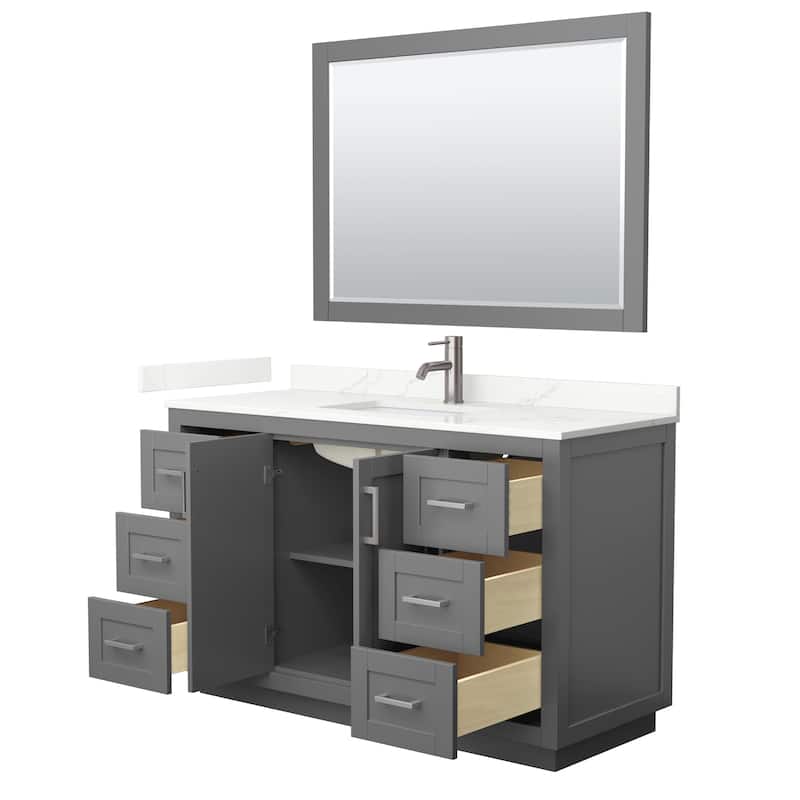 Miranda 54-inch Single Vanity, Quartz Top, 46-inch Mirror