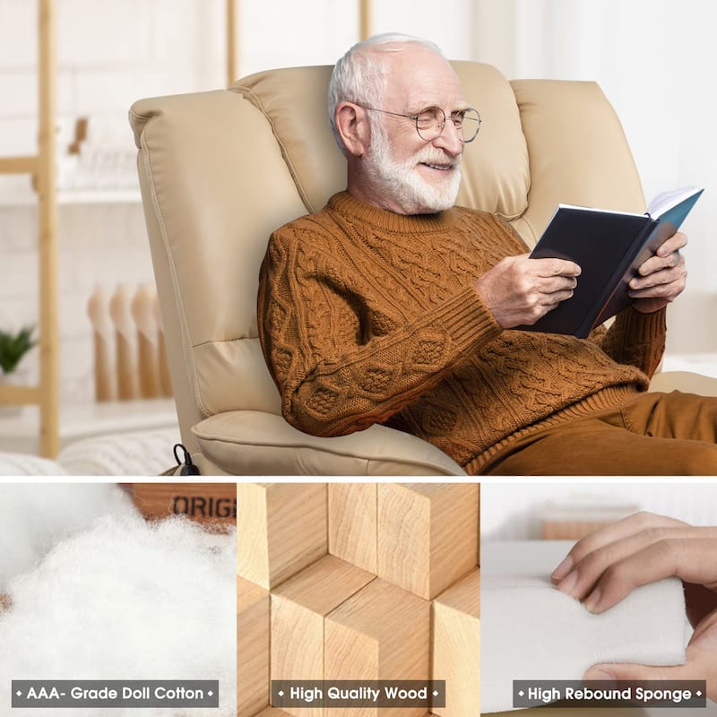 35.5"W Dual Electric Power Lift Recliner,Massage&Heat,180 degrees