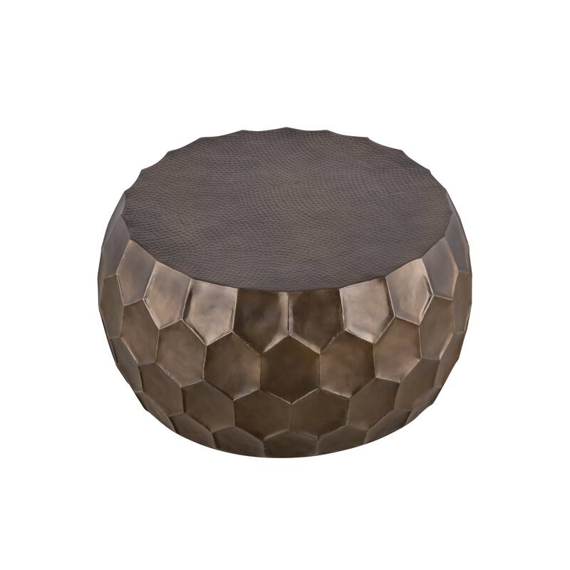 Modern Contemporary Round Aluminum material 32" Coffee Table and 21"Height End Table Set 2PC Tables with Glossy Diamond-