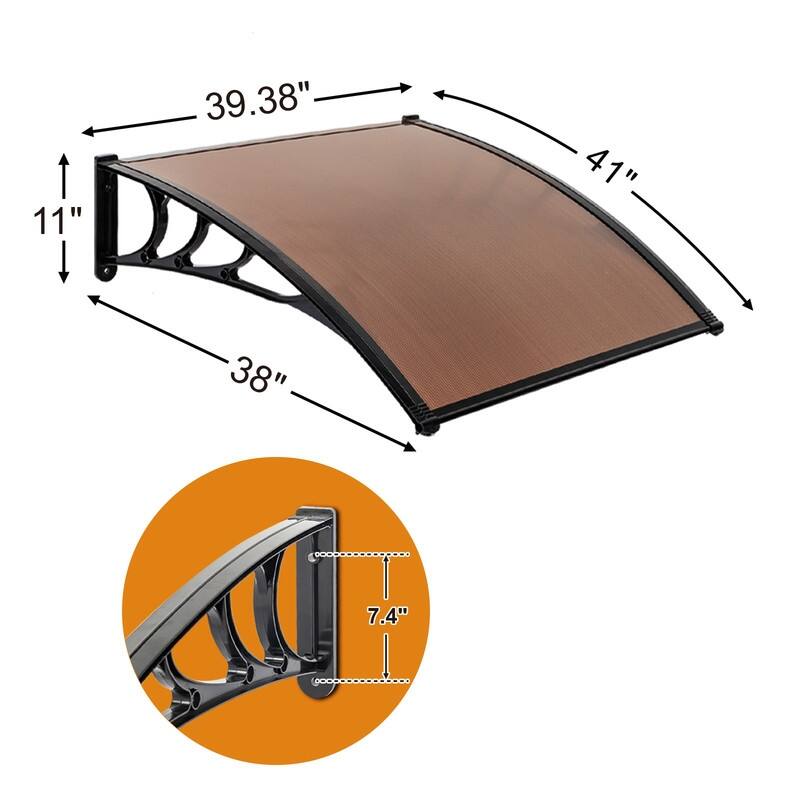 39" 78" Door & Window Rain Snow Brown & Black Bracket