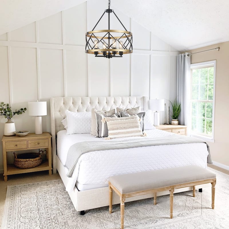 4-Light Circle Hanging Candlestick Linear Foyer Chandelier Lighting Fixture for Dining Room Kitchen Island