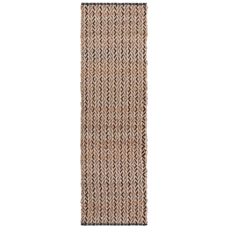 SAFAVIEH Handmade Natural Fiber Emel Farmhouse Jute Rug - Natural/Black - 2'3" x 8' Runner