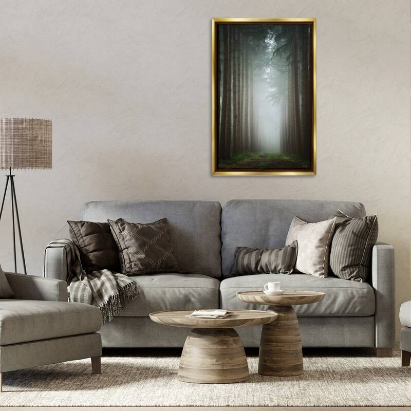 Stupell Moonlight Through Dark Forest Framed Floater Canvas Wall Art Design By Martin Podt