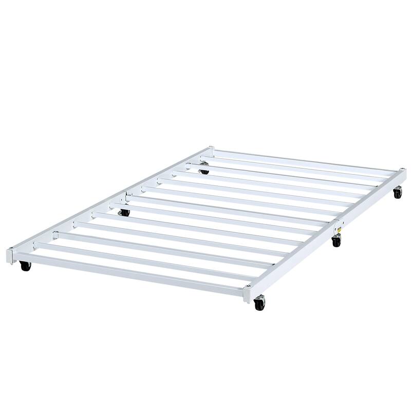 VECELO Twin Trundle Bed Frame Only - White