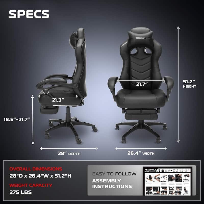 RESPAWN 110 Pro Gaming Chair - Gaming Chair with Footrest, Ergonomic Computer Desk Chair