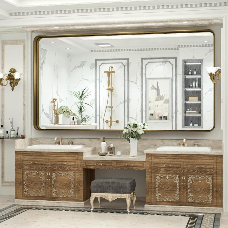 TokeShimi Modern Metal Frame Bathroom Vanity Wall Mirror - 72x36 - Bronze
