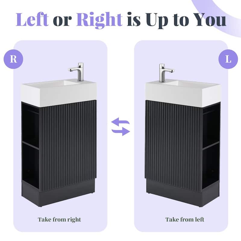 Modern 18.6" Bathroom Vanity with Sink and Two-tier Shelf，Left or Right Orientation