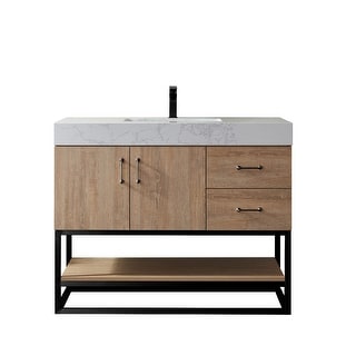 Alistair 42B" Vanity with White Grain Stone Countertop Without Mirror