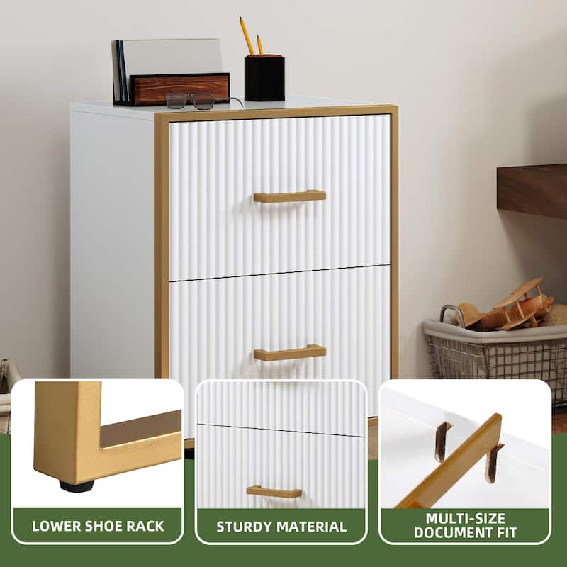 Moasis 2 Drawer File Cabinet with Gold Metal Handle