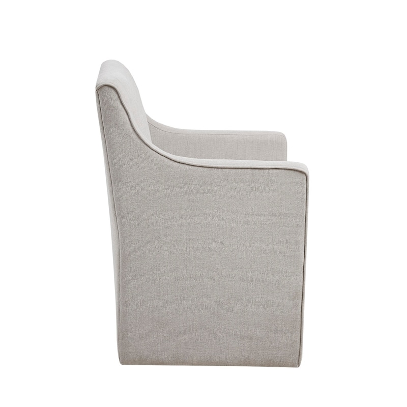 1 Piece Fabric Armrest Dining Chair Seat Sofa w/ Hidden Mobile Casters