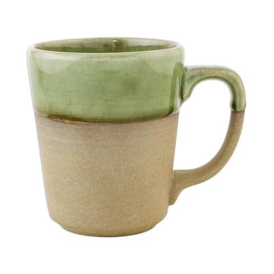 NOVICA Handmade Green Patina Ceramic Mug (Thailand)
