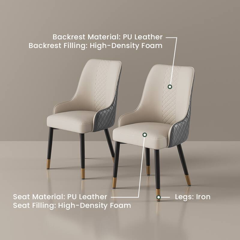 Kuna Mid-Century Faux Leather Dining Chair, Metal Legs, Density Sponge