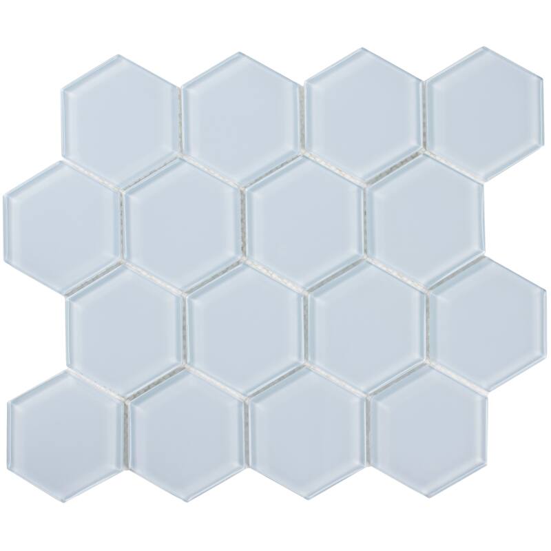 3" Beehive 10.25 in. x 11.75 in. Hexagon Glass Mesh-Mounted Mosaic Tile