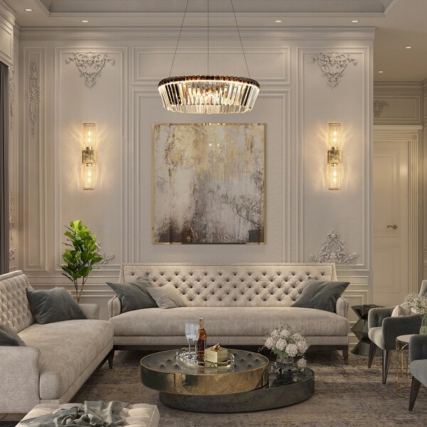 Luxmira Modern Luxury Glam Gold Large Bathroom Sconce with Art