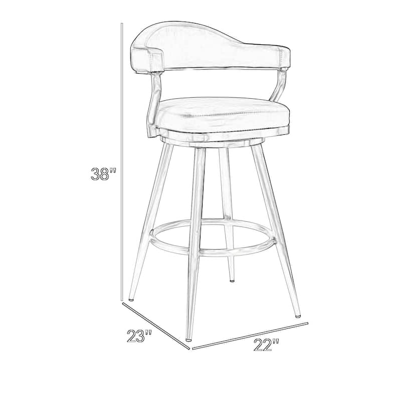 Knw 26 Inch Swivel Counter Stool Chair, Vintage Gray Faux Leather, Chrome