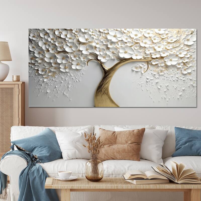 Designart "White Orchid Tree Garden Of Branches V" Tree Floral Canvas Print