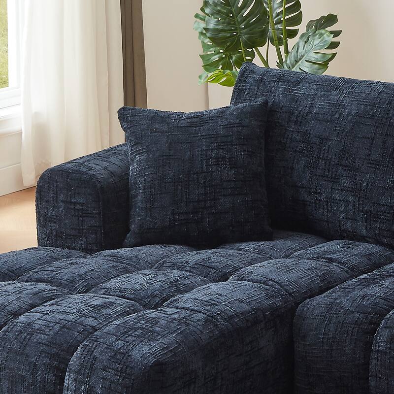 Oversized Chenille Sectional Sofa, Full-Compressed 4 Seater Sofa, Upholstered Sleeper Couch with L-Shape Chaise