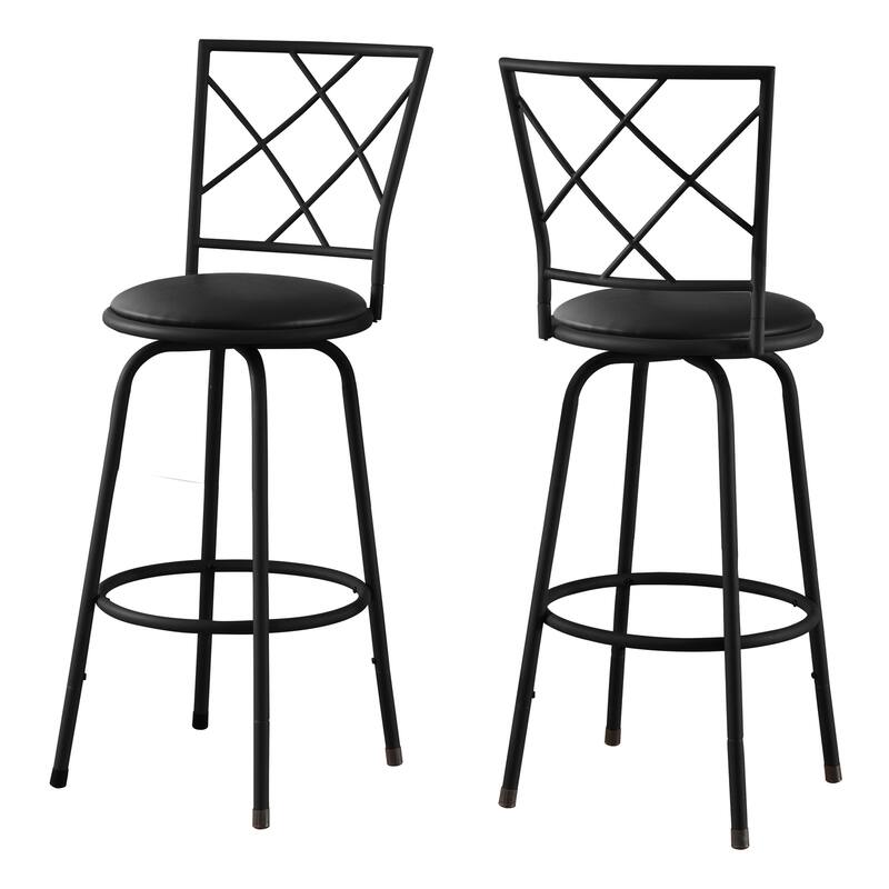 Modern PU Leather Bar Stools Set of 2 with Swivel Seat, Comfortable Counter Height Stools for Kitchen Island