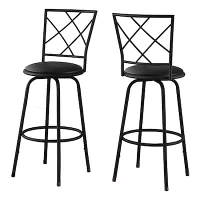 Modern PU Leather Bar Stools Set of 2 with Swivel Seat, Comfortable Counter Height Stools for Kitchen Island