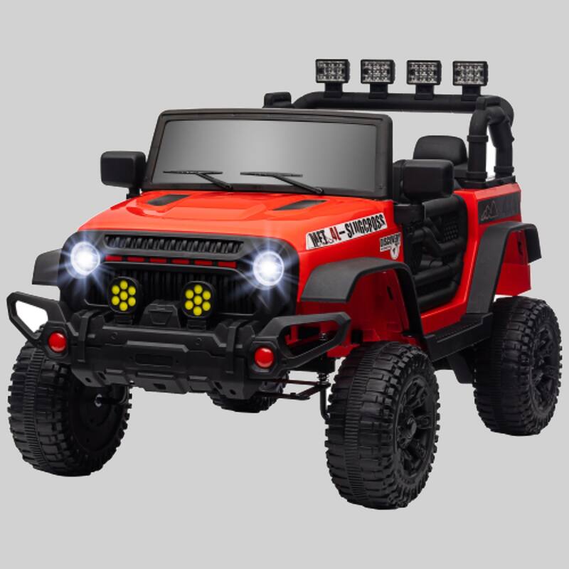 Battery-Powered 12V Ride-On Truck for Kids, Parent Remote, Adjustable Speeds, LED Lights, Music - Red