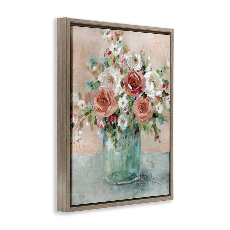 Stupell Red & White Roses Framed Floater Canvas Wall Art Design By Carol Robinson