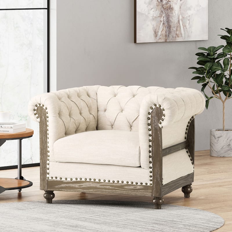 39" Upholstered Button Tufted Club Chair