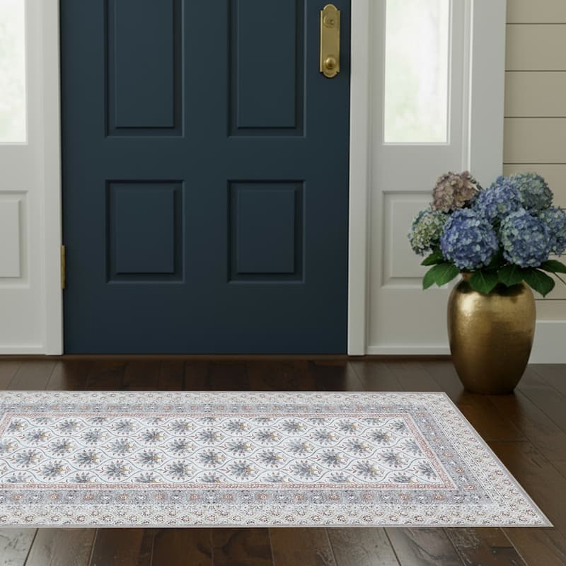 Laura Ashley Imagine Printed Chenille Washable Non-Slip Rugs - 24" x 48" - Beige