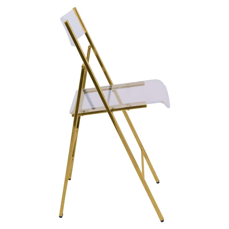 LeisureMod Menno Modern Acrylic Folding Chair - Red - 4 x 30 x 16.5