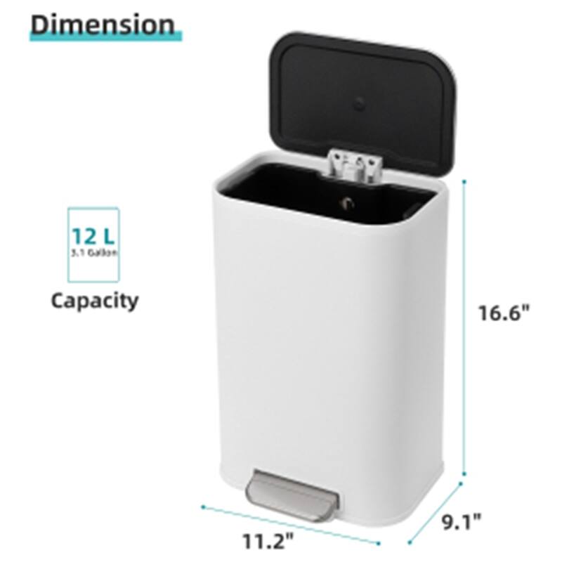 5.3 Gal/20L Grade Stainless Steel Trash Can with Lid Silent-Close Lid Step Bin for Home Office