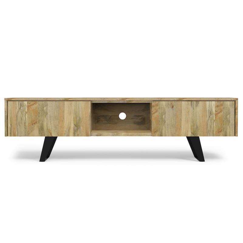 WYNDENHALL Mitchell SOLID WOOD 72 inch Wide Modern Industrial TV Media Stand For TVs up to 80 inches