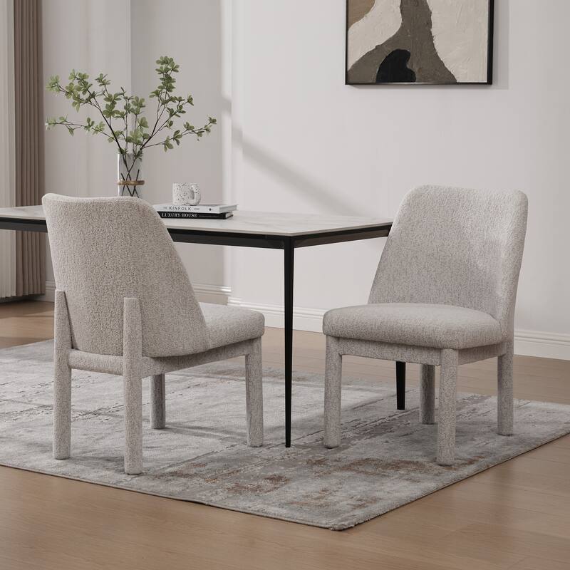 Upholstered Dining Chairs Set, Modern Dining Room Chairs Chenille Side Chairs with Curved Backrest, Armless Living Room Chair