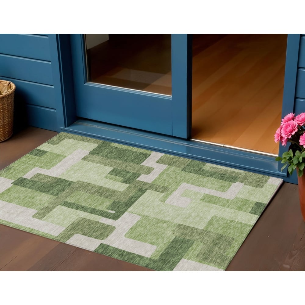 HomeRoots Abstract Transitional Rectangle Outdoor Rug