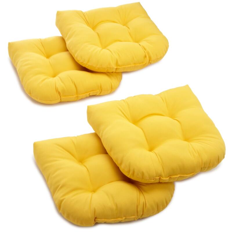 19-inch Twill U-shaped Chair Cushion (Set of 1, 2, or 4) - 19 x 19 - Set of 4 - Sunset