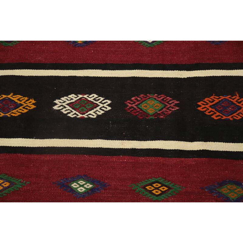 Hand Woven Oriental 100% Wool Carpet Southwestern Tribal Multi-Colored Kilim Area Rug - 10' 1'' X 5' 6''