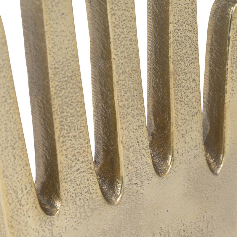 Decorative Metal Hand Bookends for Bookshelf Decor - 7", Gold - 7.0"