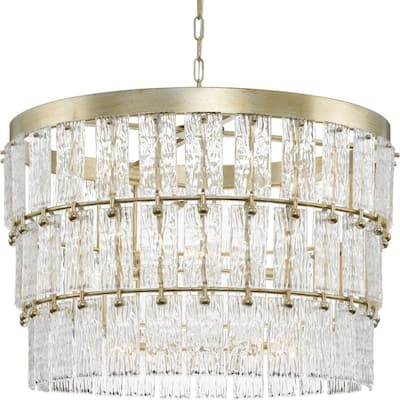 Chevall Collection Nine-Light Gilded Silver Modern Organic Chandelier - 32 in x 32 in x 23.5 in