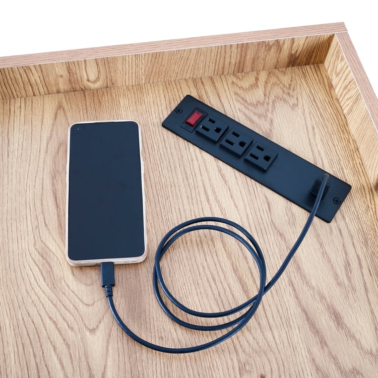 Corner Cabinet with USB Ports and Outlets Corner Cube Storage for Small Space Wooden Storage Cabinet
