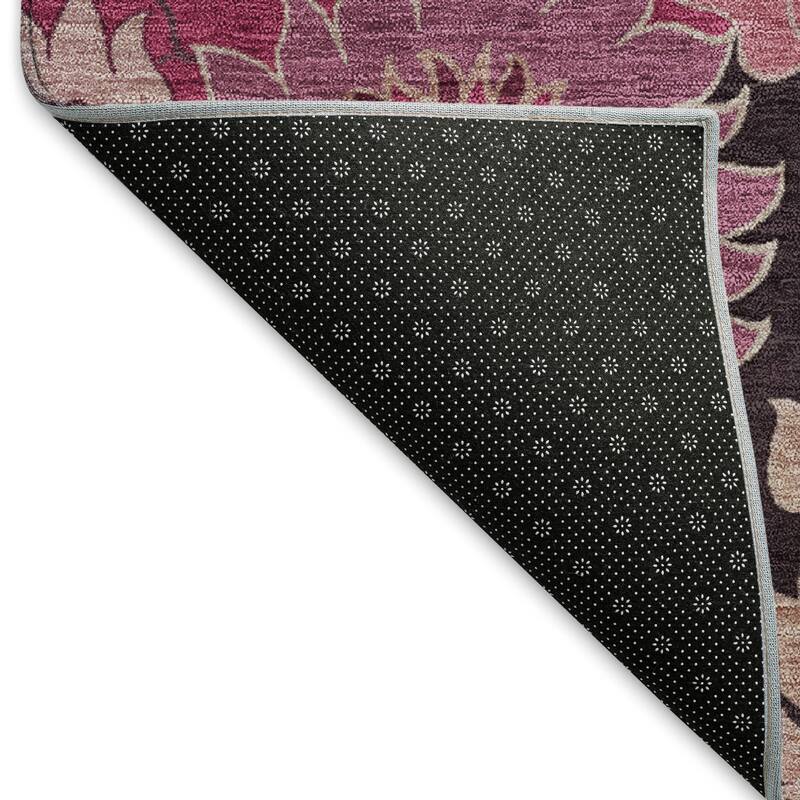 Machine Washable Indoor/ Outdoor Modern Floral Chantille Rug