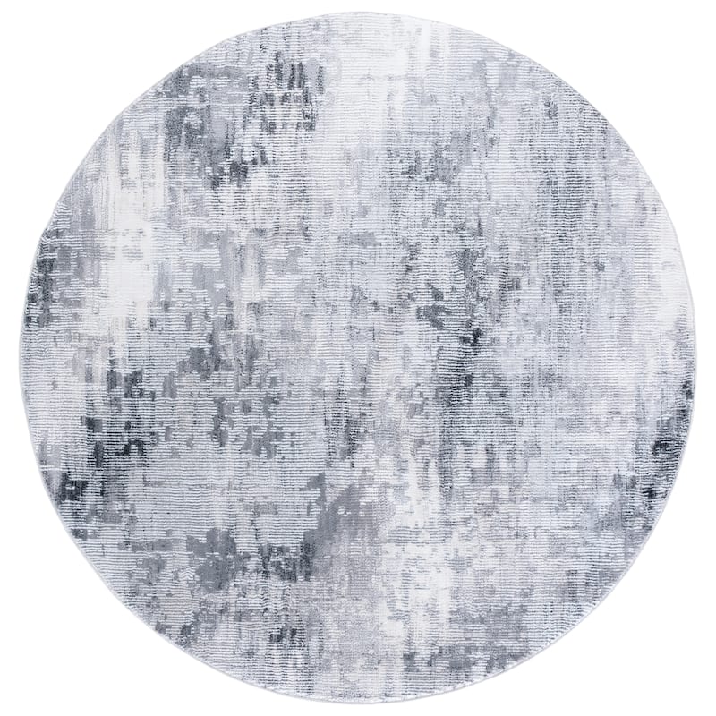 SAFAVIEH Slate Pauline Modern Abstract Rug - 6'7" Round - Grey/Ivory
