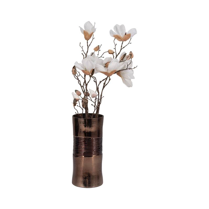 Sagebrook Home Modern Glass Bronze Cylinder Textured Enamel Vase