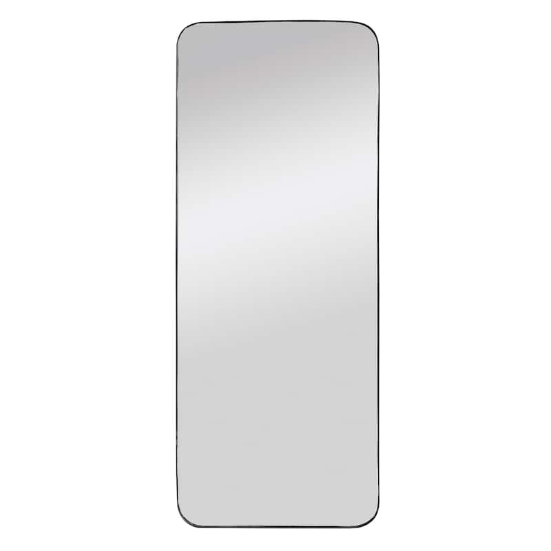 Metal Framed Wall Mirror with Rounded Edge - 24.0"L x 60.0"W x 0.8"H - Black - 24.0"L x 60.0"W x 0.8"H