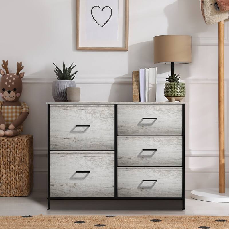 Dresser w/ 5 Drawers - Furniture Storage Tower Unit for Home, Bedroom